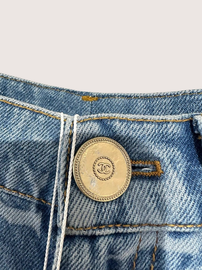 Chanel 23B CC Monogram Straight Denim Jeans