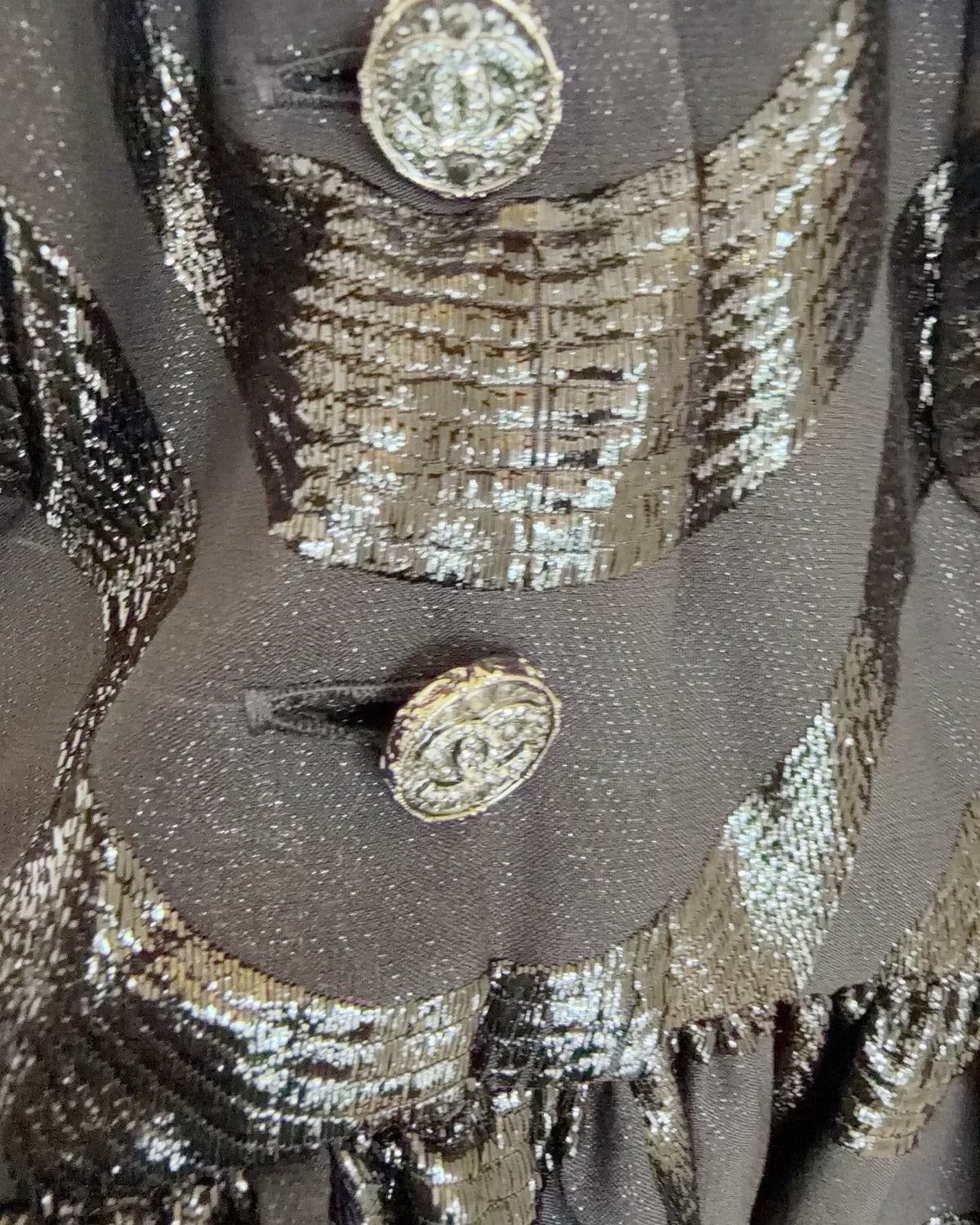 Chanel 21P Jacquard Mid-Length Dress Black, Silver FR 38
