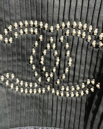 Chanel 22A CC Pearl Cropped Vest Black FR 34