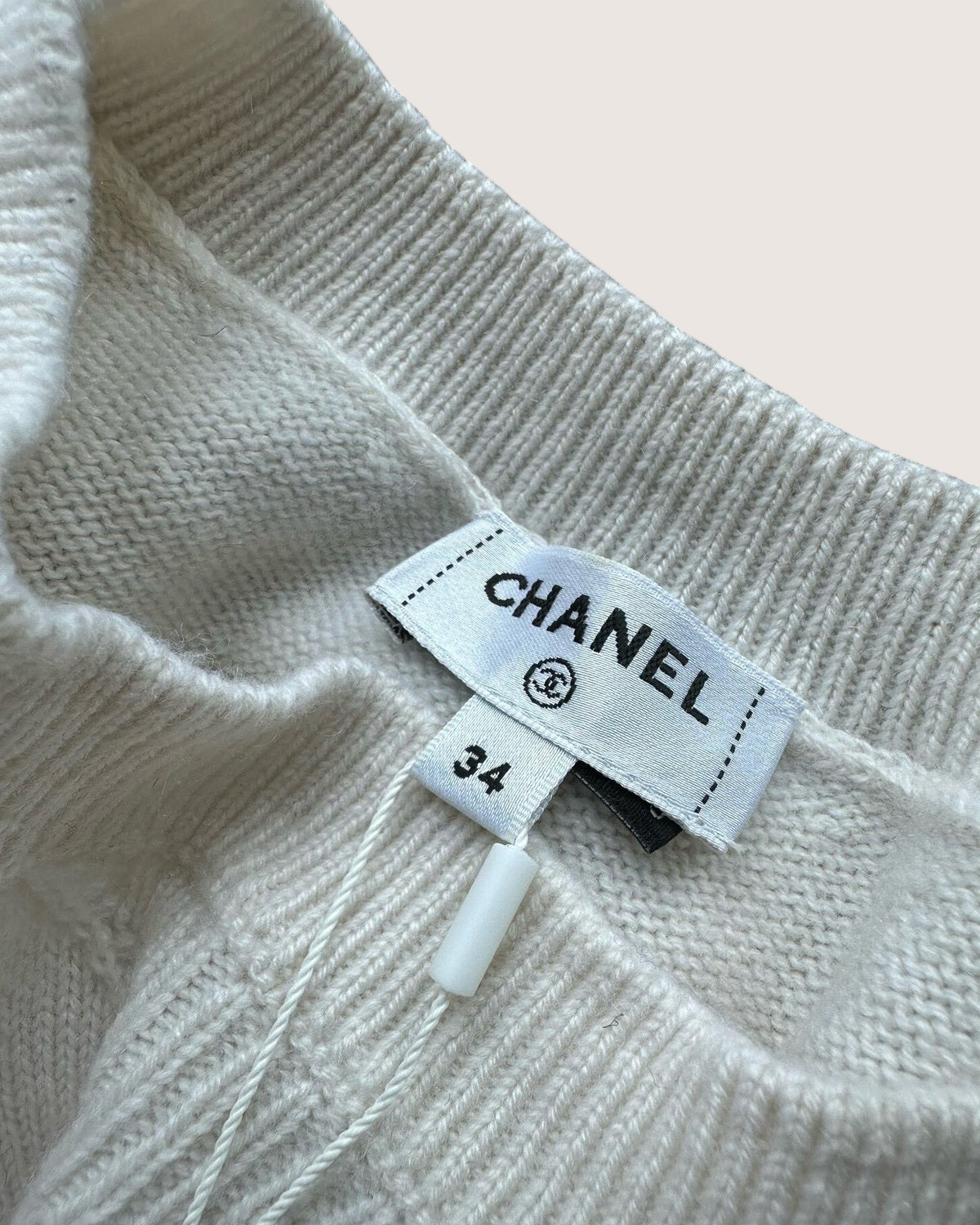 Chanel 24P Cashmere CC Floral Stripe Sweater Beige/Ecru, Navy, Multicolor FR 34