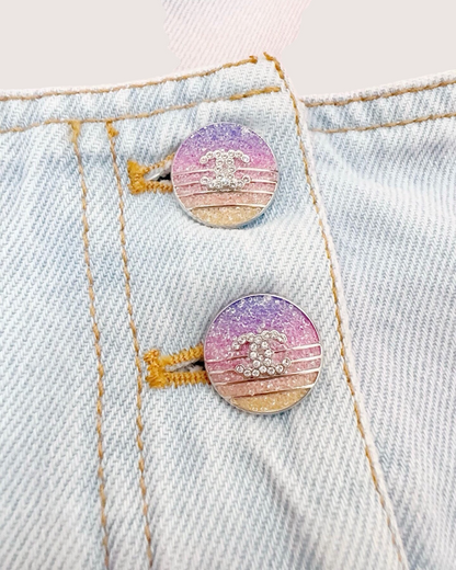 Chanel 24C High-Waisted Ombré Denim Shorts Pink, Blue FR 36