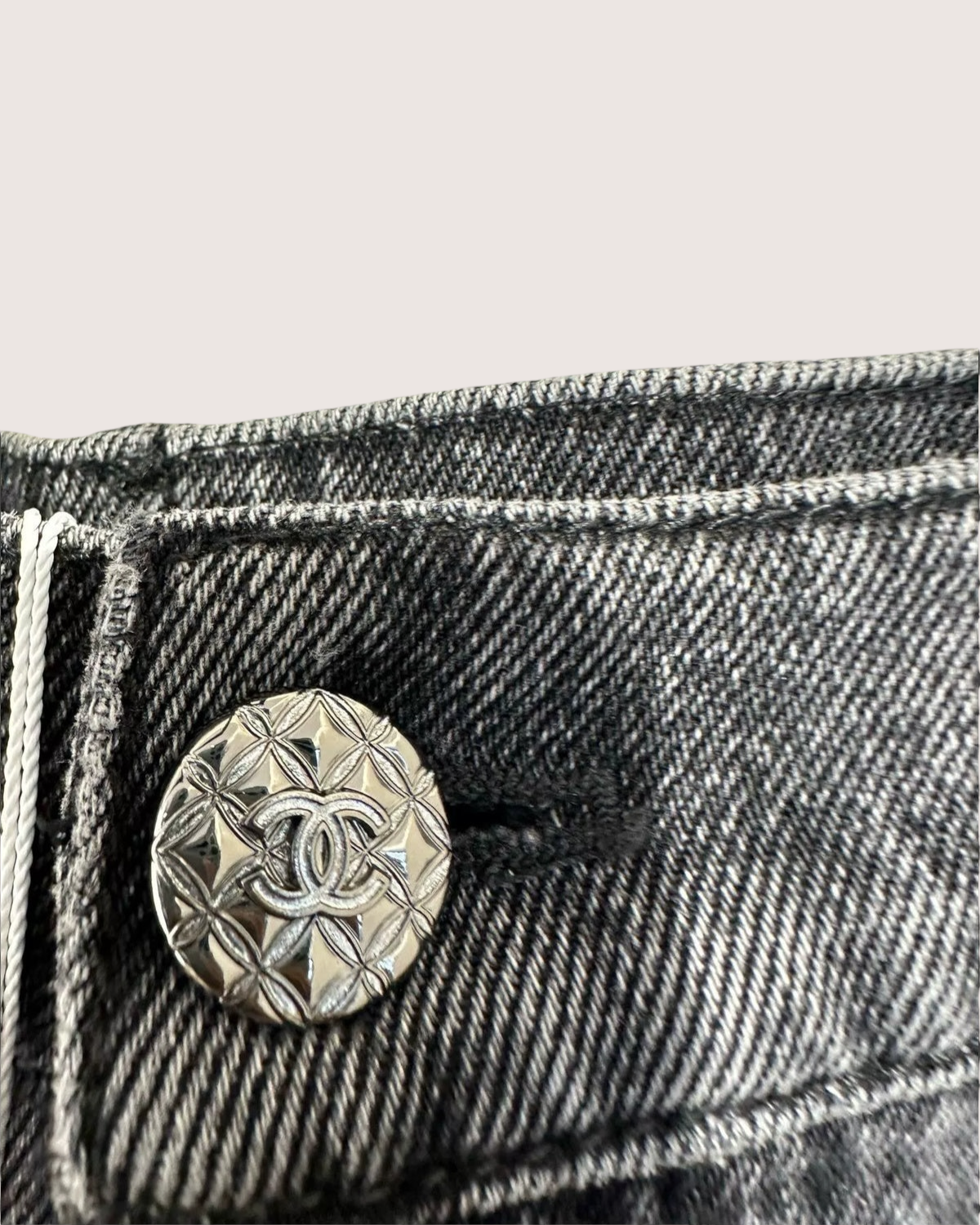 Chanel 21K CC Straight Denim Jeans Black FR 38