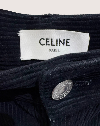 Celine Corduroy Wide-Leg Trousers Black