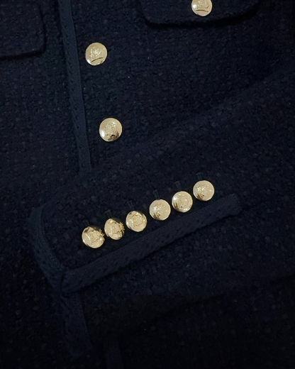 Celine Tweed Jacket Black FR 38