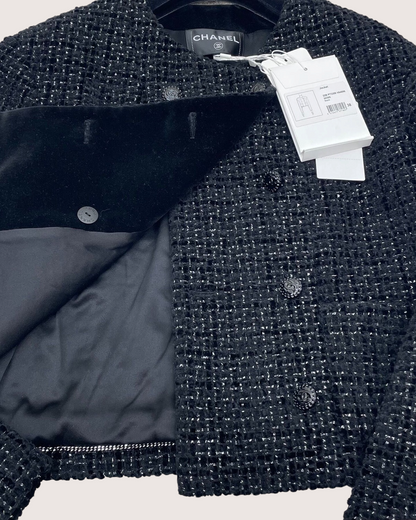 Chanel 22B Tweed Jacket Black FR 38