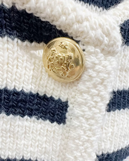 Celine Striped Cardigan Beige/Ecru, Navy FR 38