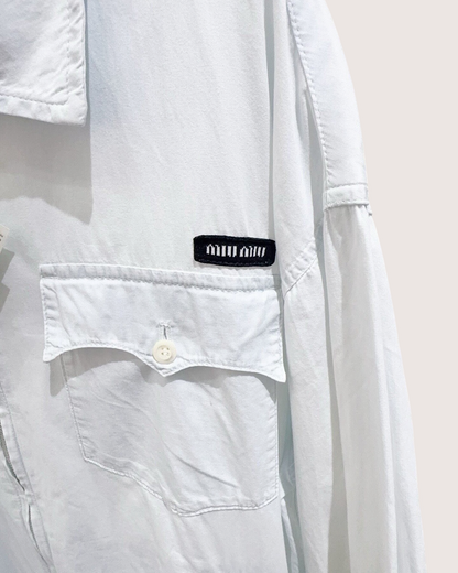Miu Miu Logo-Patch Denim Blouson Jacket Blue IT 38