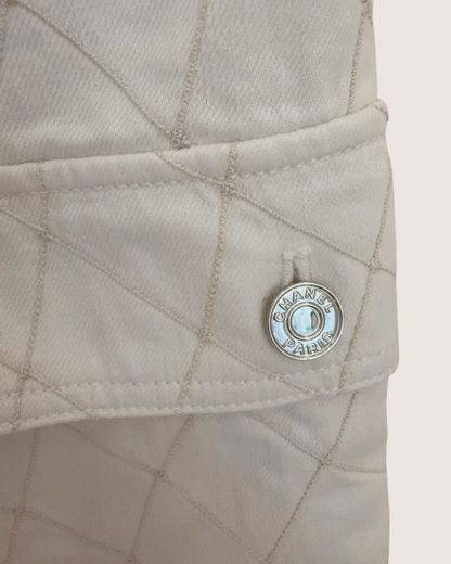 Chanel 26M Coco Beach Denim Wide-Leg Jeans White FR 38