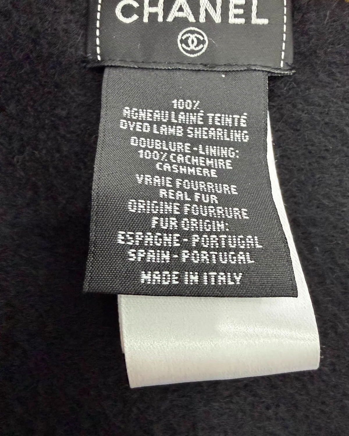 Chanel 24N Shearling Logo Scarf Brown One Size