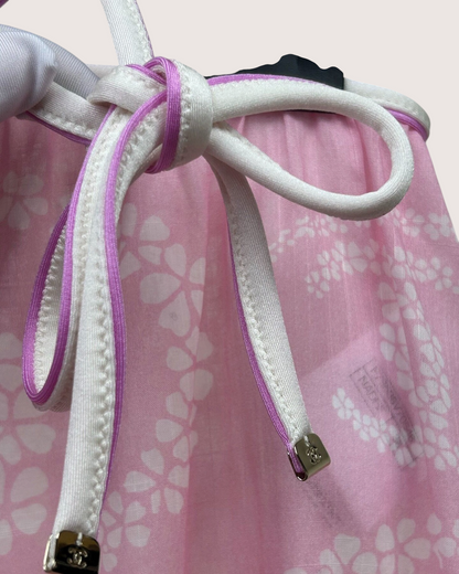 Chanel 25M Coco Beach Tie-Waist Maxi Skirt Pink, White FR 36