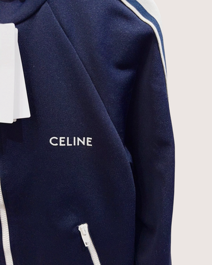 Celine Striped Zip-Up Jacket Navy, White FR 38