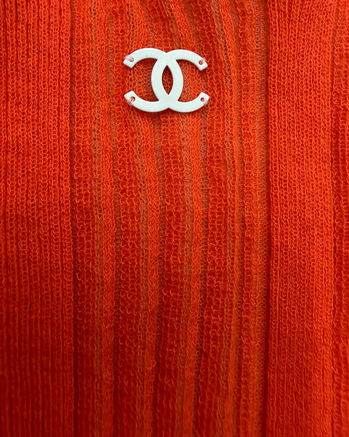 Chanel 26M Coco Beach Ribbed CC Tank Top Orange FR 38