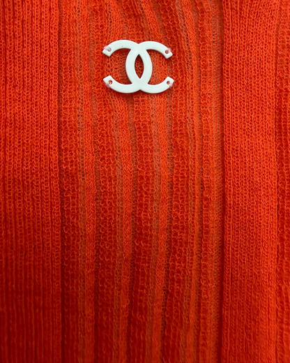 Chanel 26M Coco Beach Ribbed CC Tank Top Orange FR 38