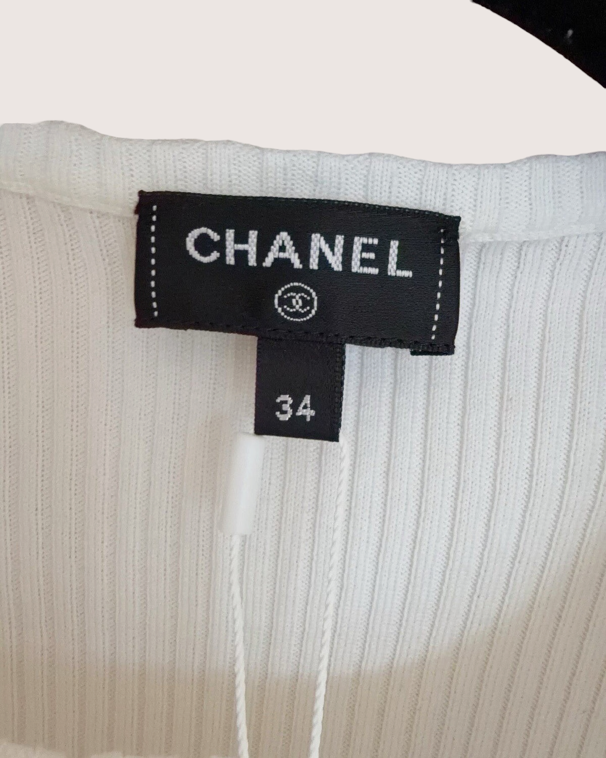Chanel 22B Short-Sleeve Bobble Sweater White FR 34