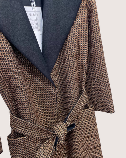 Chanel 24C Plaid Belted Trench Coat Brown, Black FR 34