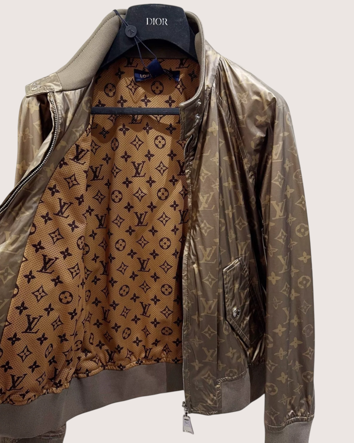Louis Vuitton Monogram Bomber Jacket Brown, Gold FR 36