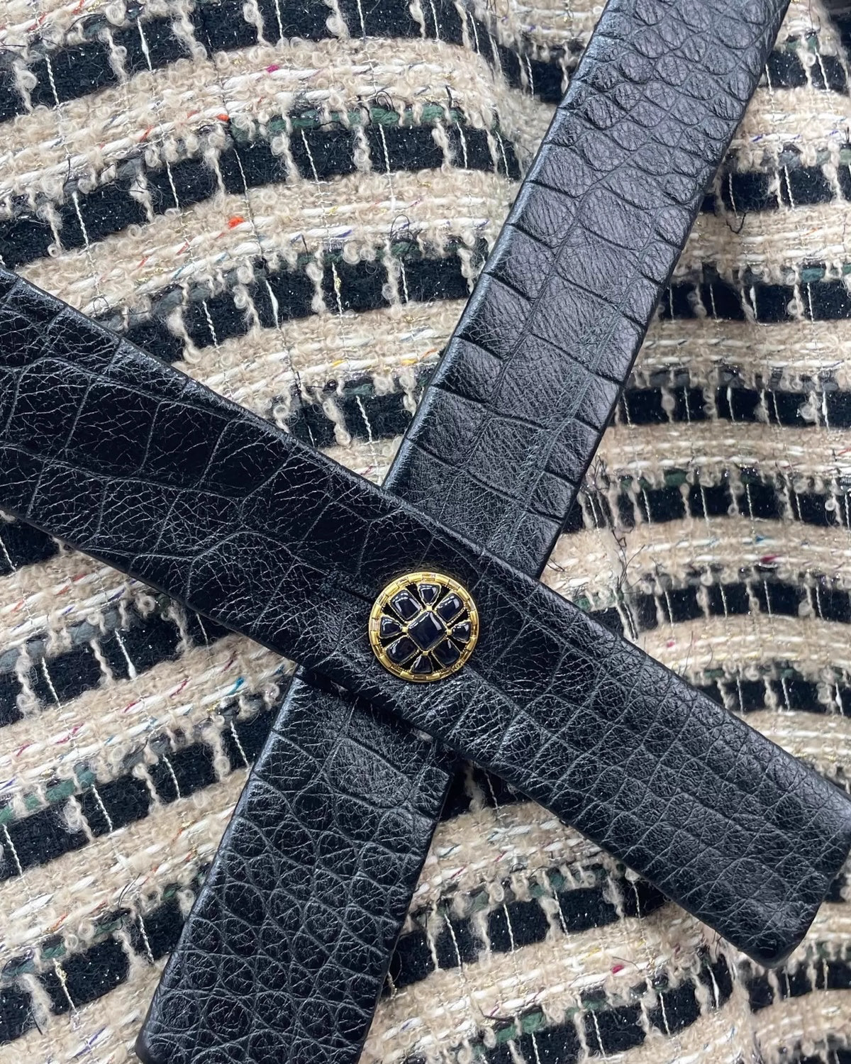 Chanel 19A Leather-Trim Tweed Coat