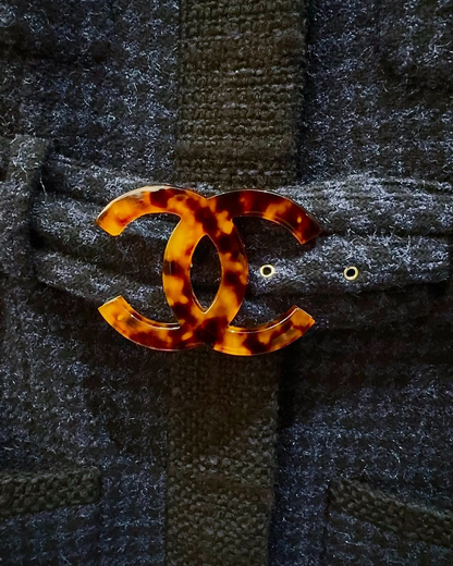 Chanel Tweed CC Coat Navy, Black, Brown FR 34