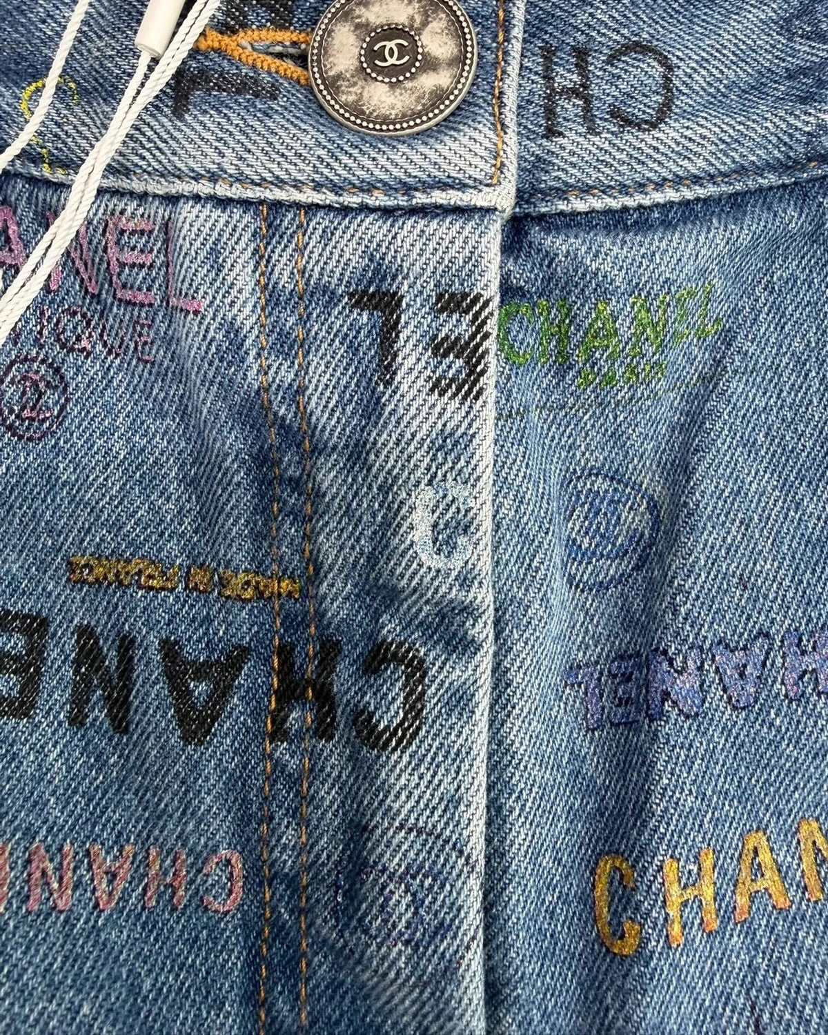 Chanel 22P Denim Wide-Leg Jeans Blue, Multicolor FR 36