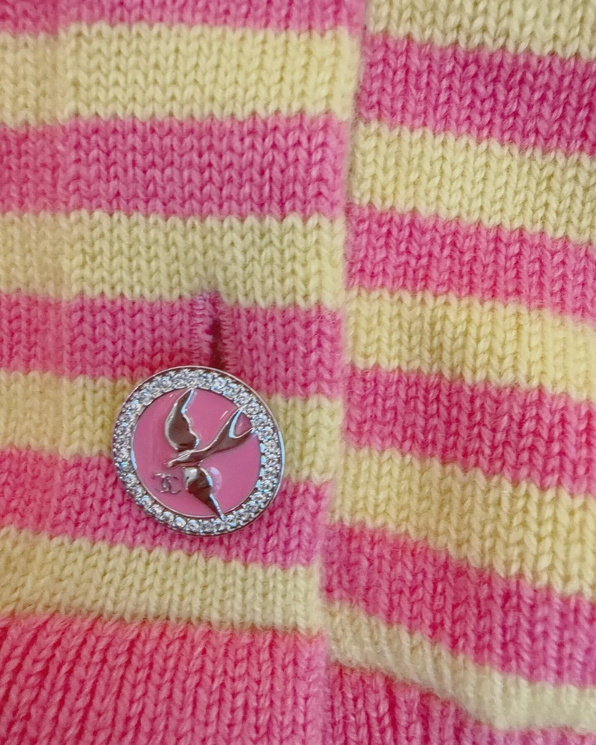 Chanel 25S Cashmere Striped Cardigan Pink, Yellow FR 38