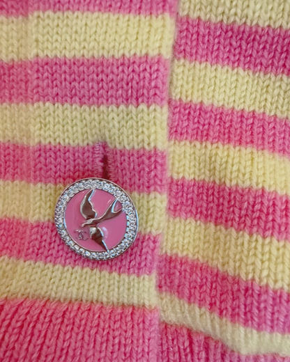 Chanel 25S Cashmere Striped Cardigan Pink, Yellow FR 38