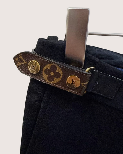 Louis Vuitton Wool Monogram-Strap Straight-Leg Trousers Black, Brown FR 34