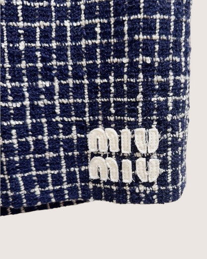 Miu Miu Tweed Shorts Navy, White FR 36