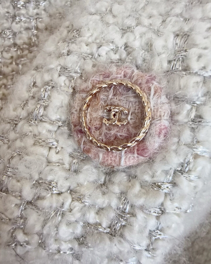 Chanel 24K Belted Tweed Jacket Beige/Ecru, Pink FR 40