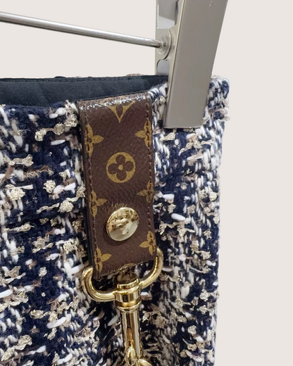 Louis Vuitton Tweed Chain-Strap Mini Skirt Navy, White, Multicolor FR 34