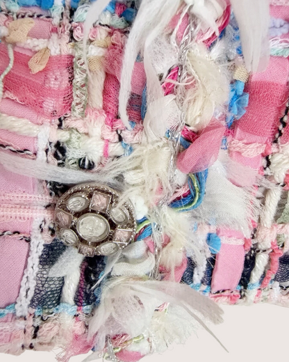 Chanel 25S Fringe-Trim Tweed Vest Pink, Blue, White, Multicolor FR 34