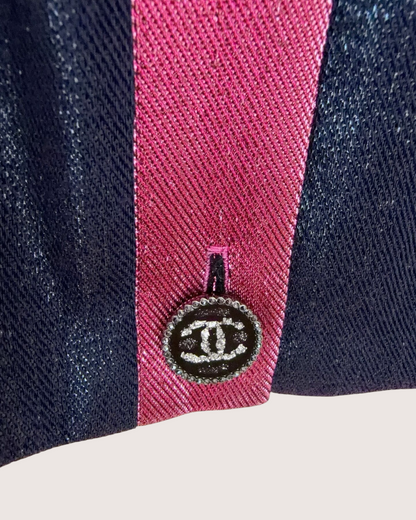 Chanel 22K Wool Two-Tone Short-Sleeve Jacket Navy, Pink FR 36