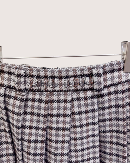 Miu Miu Tweed Plaid Pleated Mini Skirt Grey, Brown, Multicolor FR 36
