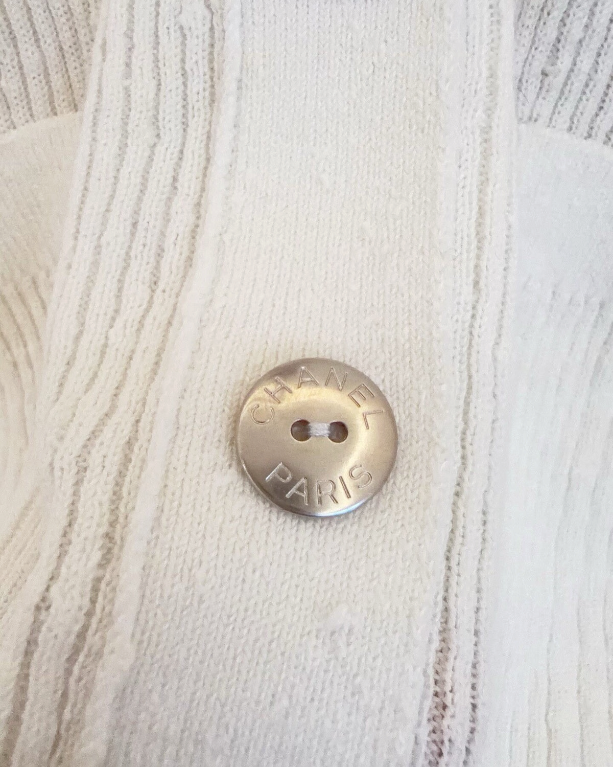 Chanel 26P Ribbed Cardigan White FR 38