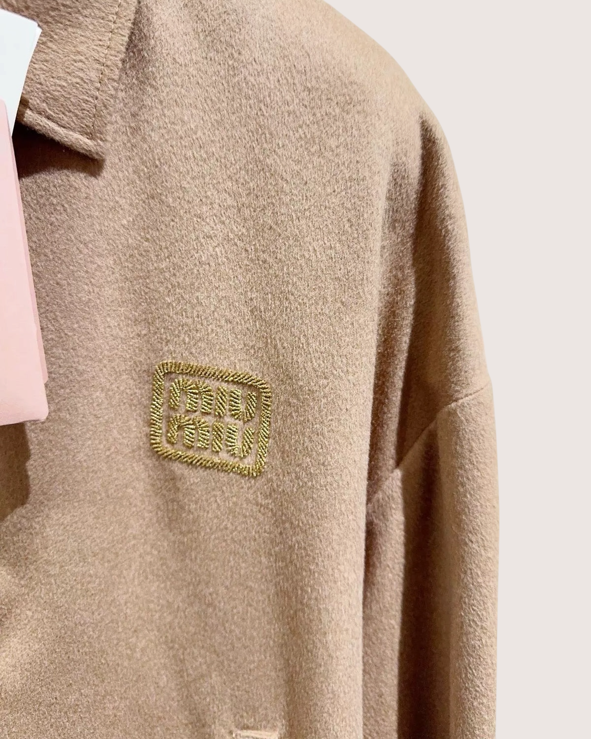Miu Miu Wool Logo Zip-Up Jacket Beige/Ecru FR 38