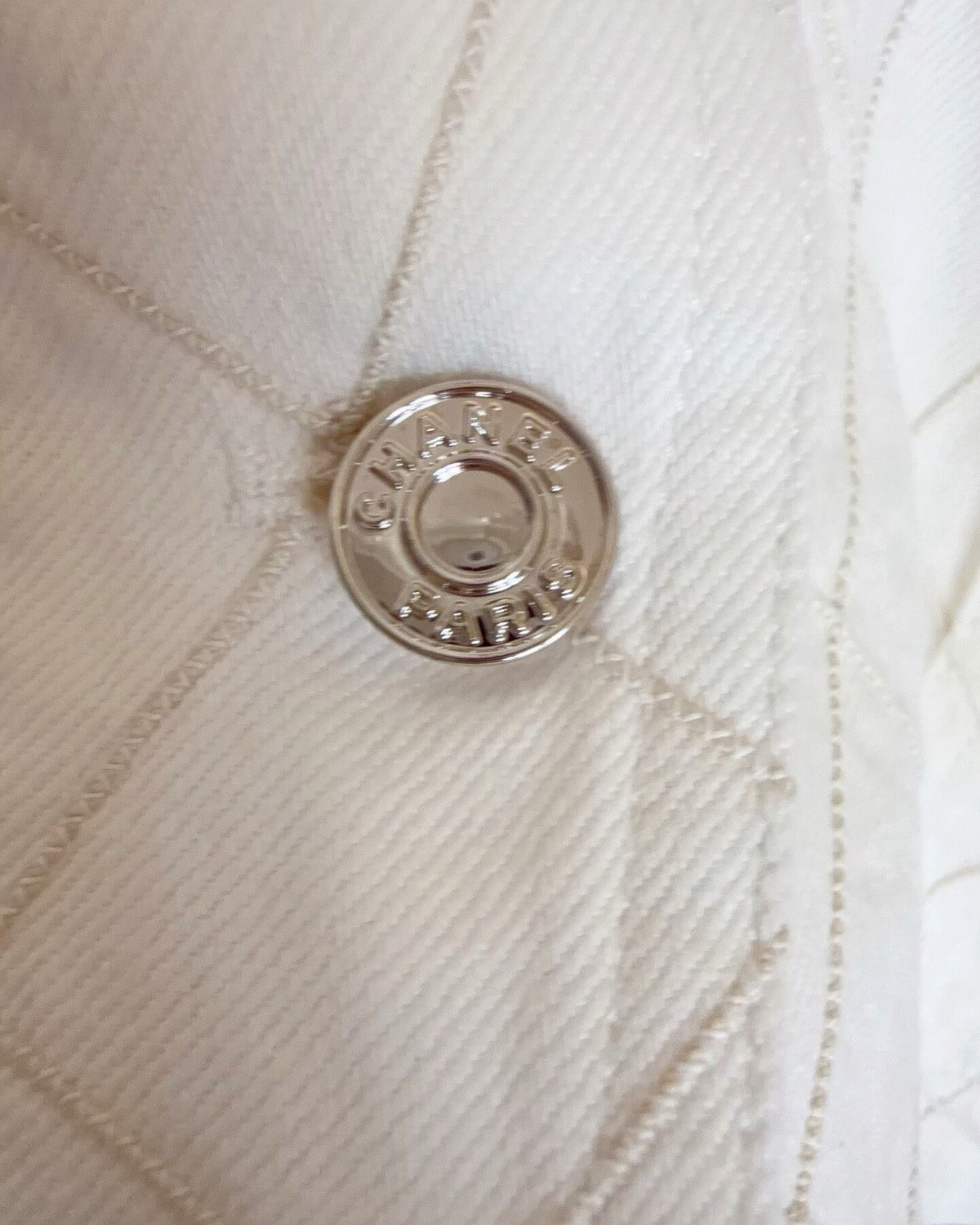 Chanel 26M Coco Beach Plaid Denim Shirt White, Beige/Ecru FR 38