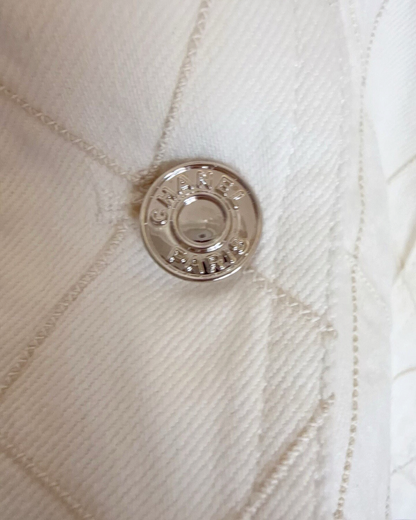 Chanel 26M Coco Beach Plaid Denim Shirt White, Beige/Ecru FR 38