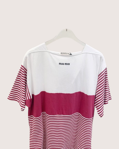 Miu Miu Striped T-Shirt White, Red FR 36