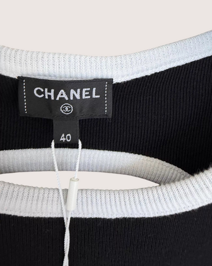 Chanel 23C Striped CC Logo T-Shirt
