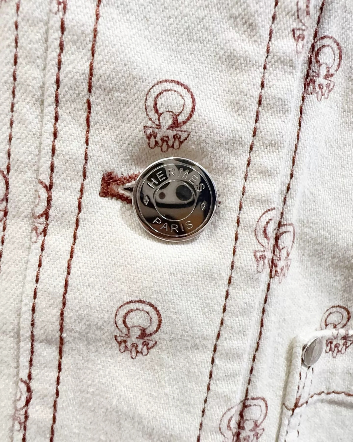 Hermès Printed Denim Jacket Beige/Ecru, Brown FR 36