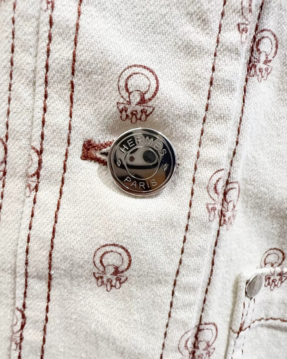 Hermès Printed Denim Jacket Beige/Ecru, Brown FR 36