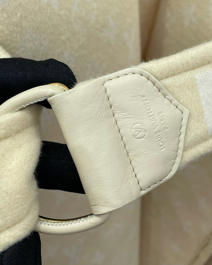 Louis Vuitton Wool Monogram Hooded Wrap Coat Beige/Ecru FR 34