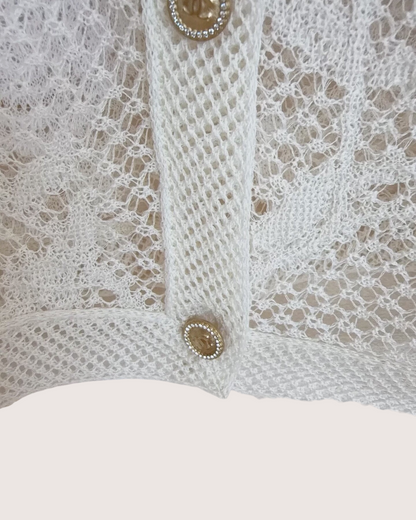 Chanel 26C Camellia Cardigan White FR 34