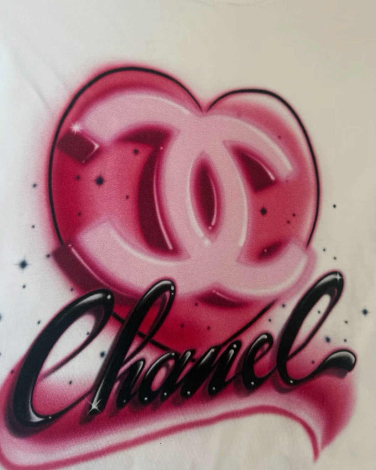 Chanel 23N Coco Neige Heart CC T-Shirt White, Pink, Black FR 36
