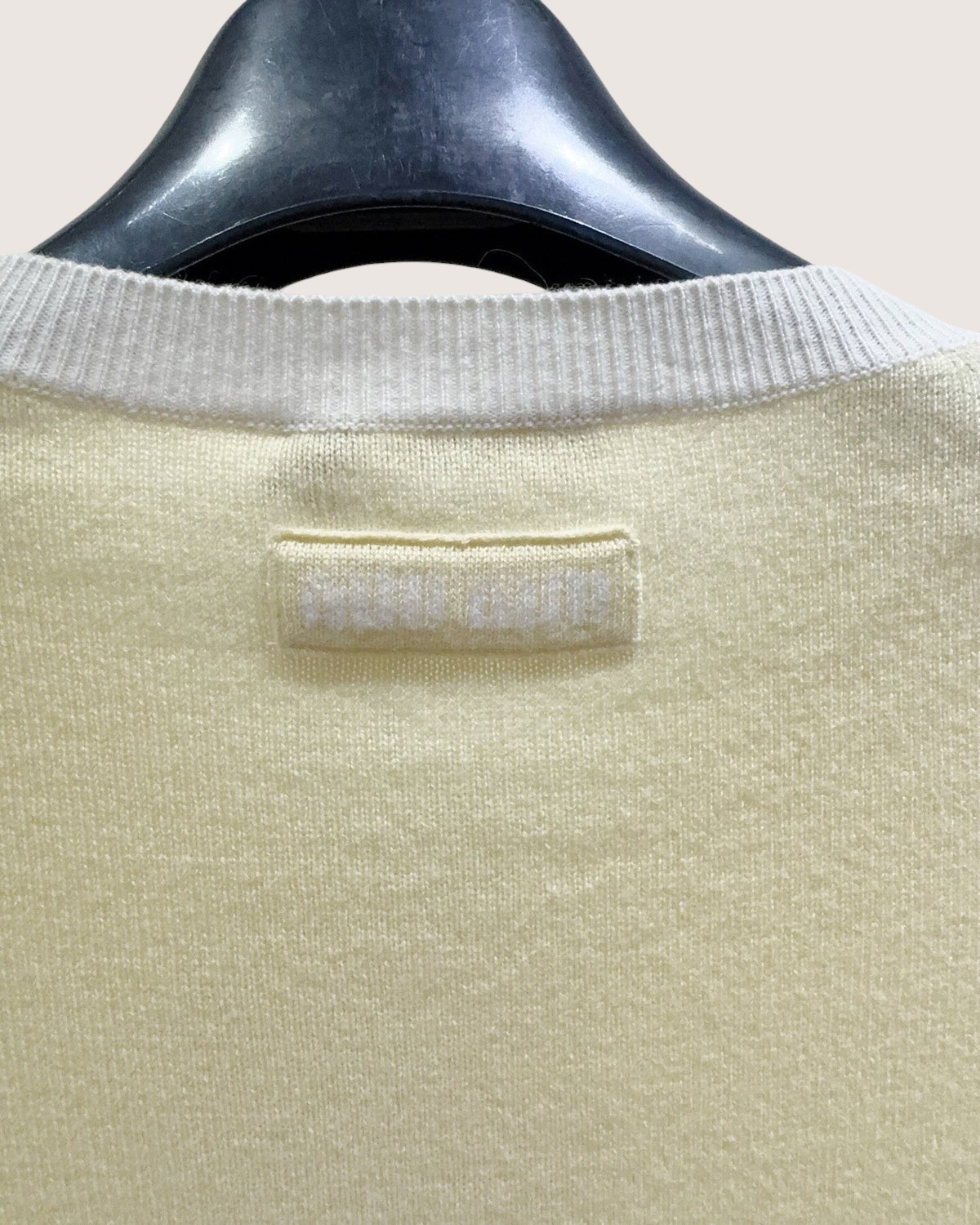 Miu Miu Cashmere Two-Tone Cardigan Yellow, Beige/Ecru FR 40