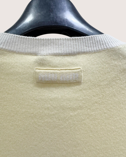 Miu Miu Cashmere Two-Tone Cardigan Yellow, Beige/Ecru FR 40