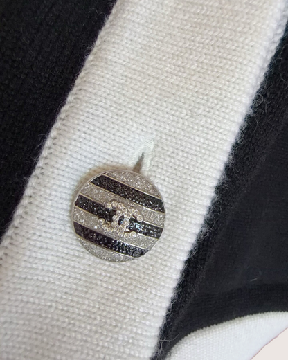 Chanel 24C Cashmere Two-Tone Cardigan Black, Beige/Ecru FR 36
