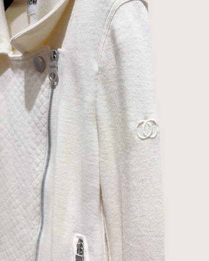 Chanel 10A CC Zip-Up Jacket Beige/Ecru FR 38