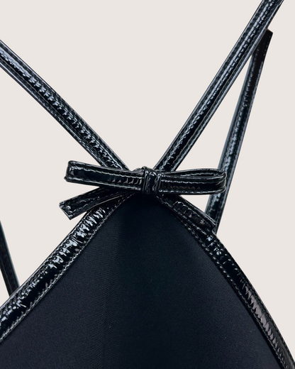 Miu Miu Bow Halter Mini Dress Black FR 38