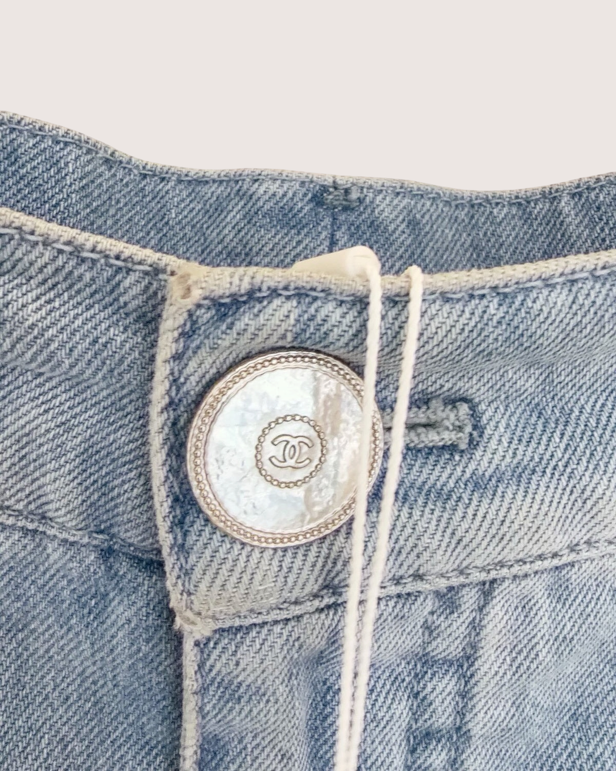 Chanel 24P Floral Lace Denim Shorts Blue, Black FR 34