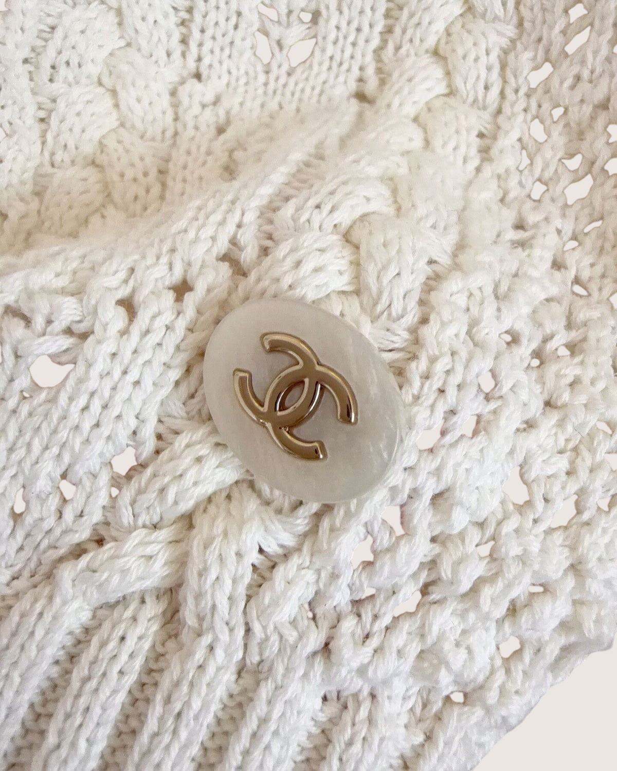 Chanel 24M Coco Beach Openwork CC Logo Sweater Beige/Ecru FR 34